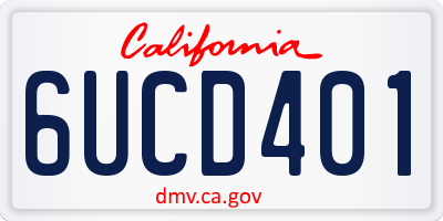 CA license plate 6UCD401