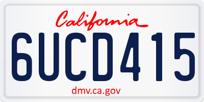 CA license plate 6UCD415