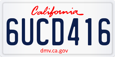 CA license plate 6UCD416