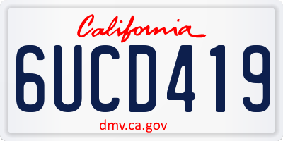 CA license plate 6UCD419