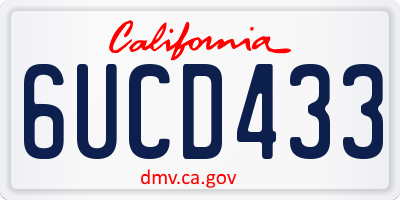 CA license plate 6UCD433