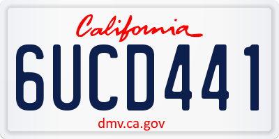 CA license plate 6UCD441
