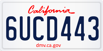 CA license plate 6UCD443