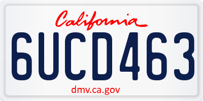 CA license plate 6UCD463