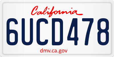 CA license plate 6UCD478
