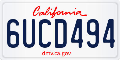 CA license plate 6UCD494