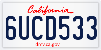 CA license plate 6UCD533