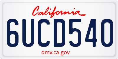 CA license plate 6UCD540