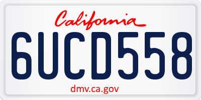 CA license plate 6UCD558