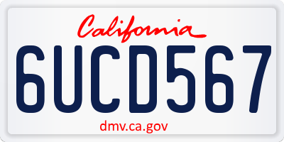 CA license plate 6UCD567
