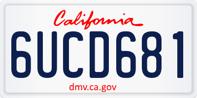 CA license plate 6UCD681