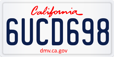 CA license plate 6UCD698