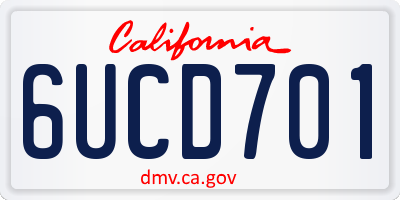 CA license plate 6UCD701