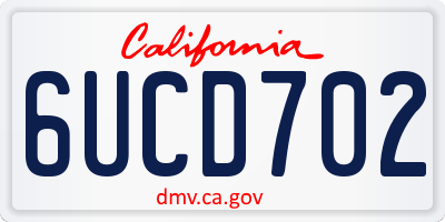 CA license plate 6UCD702