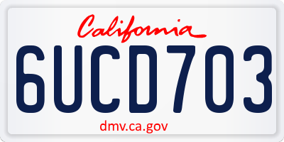 CA license plate 6UCD703