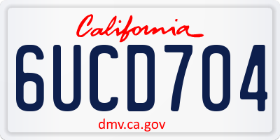 CA license plate 6UCD704