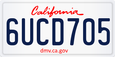 CA license plate 6UCD705