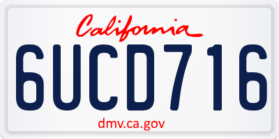 CA license plate 6UCD716