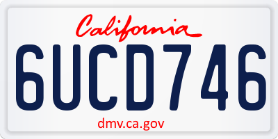 CA license plate 6UCD746