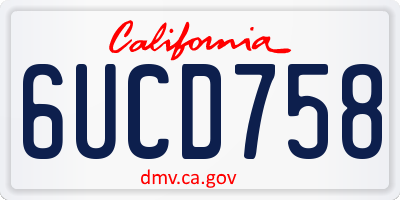 CA license plate 6UCD758