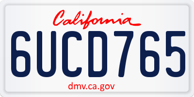 CA license plate 6UCD765