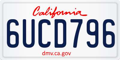 CA license plate 6UCD796