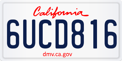 CA license plate 6UCD816