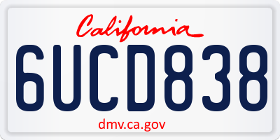 CA license plate 6UCD838