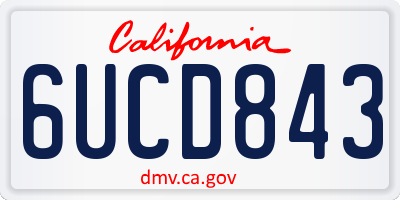 CA license plate 6UCD843