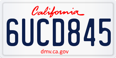 CA license plate 6UCD845