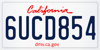 CA license plate 6UCD854