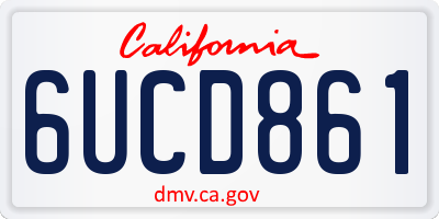 CA license plate 6UCD861