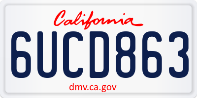CA license plate 6UCD863