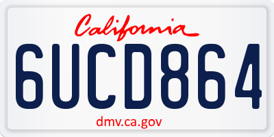 CA license plate 6UCD864