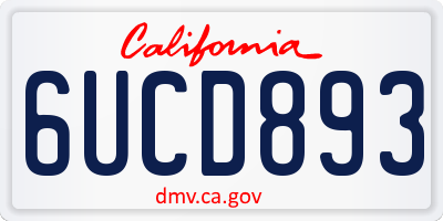 CA license plate 6UCD893