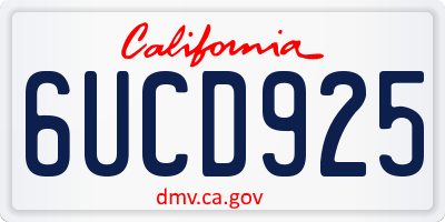 CA license plate 6UCD925