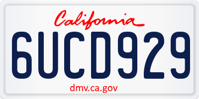 CA license plate 6UCD929
