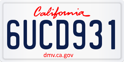 CA license plate 6UCD931
