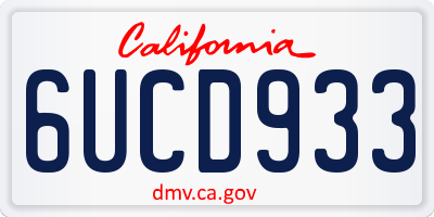 CA license plate 6UCD933