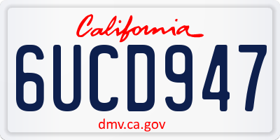 CA license plate 6UCD947