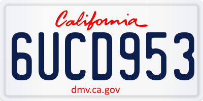 CA license plate 6UCD953