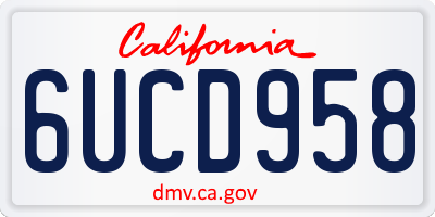 CA license plate 6UCD958