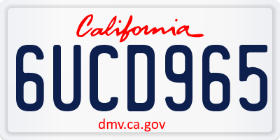 CA license plate 6UCD965