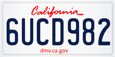 CA license plate 6UCD982