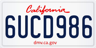 CA license plate 6UCD986