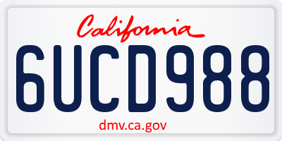 CA license plate 6UCD988