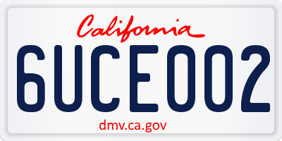 CA license plate 6UCE002