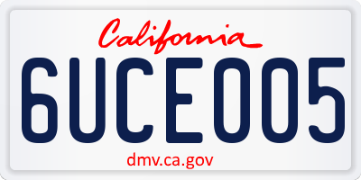 CA license plate 6UCE005