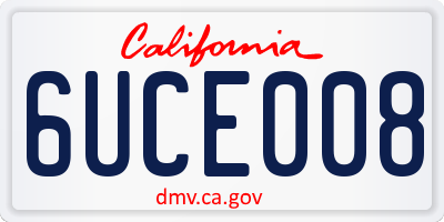 CA license plate 6UCE008