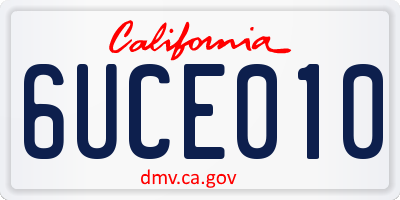 CA license plate 6UCE010